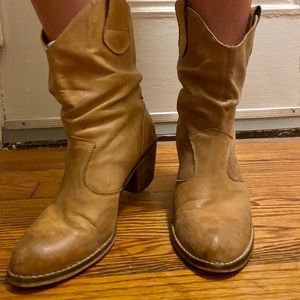 ALDO brown leather western ankle boots - cowboy